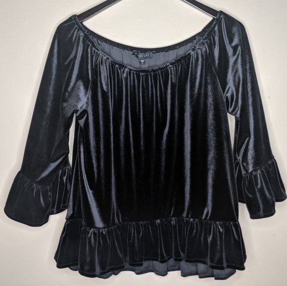 Sanctuary Tops - Anthro Sanctuary Black Velvet Off the Shoulder